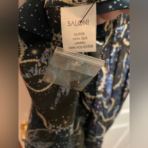 New! Saloni Ginny Midi Silk Crepe De Chine Dress in Cosmo Dancers 💫✨ US 4 NWT! - Picture 16 of 16